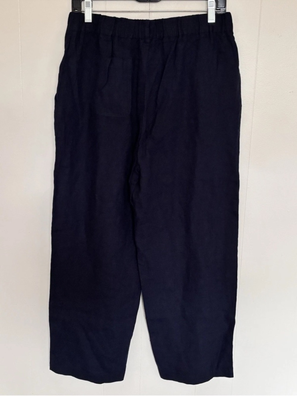 Quince 100% Euro Linen Wide Leg Crop Pants Navy Capsule Minimal Nautical Beach M - Picture 3 of 6